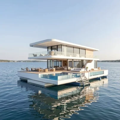 UBI 20010 Customized Welded Floating Luxury Yacht with Swimming Pool Aluminum Outboard Engine for River Leisure & Entertainment