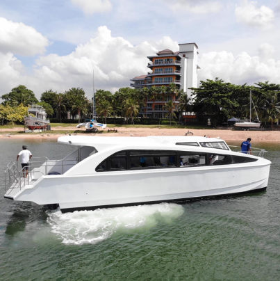 40 Passenger Customized Aluminum/Fiberglass/Steel Catamaran Water Taxi Ferry Outboard Engine Yacht for Fishing River Cruising