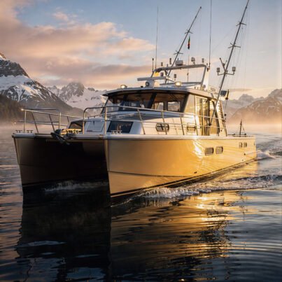 UBI 96 Customized 14m Aluminum Sport Yacht Catamaran Boat with Outboard Engine for Cruising Sightseeing Leisure 6pax