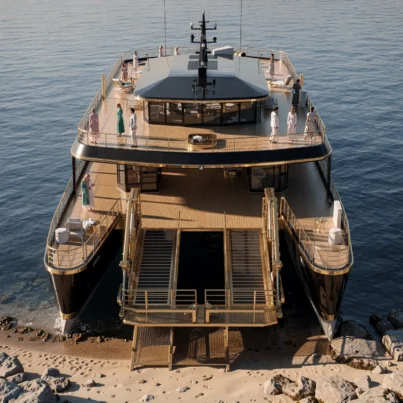 UBI 2250 Customized Luxury 22m Aluminum Catamaran Cruising Yacht 1150HPx2 30-35 Knots Bimini Top Battery Transport Diving